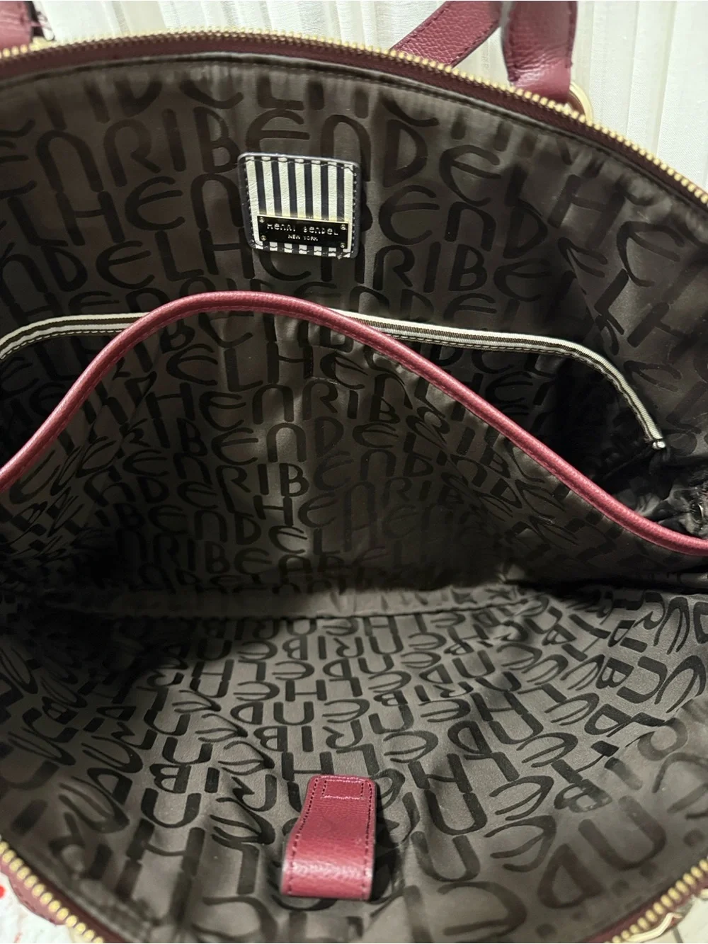 HENRI BENDEL Burgundy LEATHER Satchel Travel/Laptop